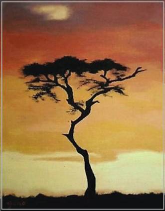 Description: Pictura 
peisaj
Apus african