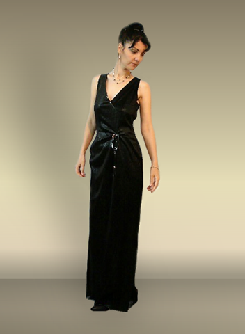 Description: FASHION
Engraved velvet evening dress