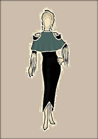 Description: FASHION DESIGN

Black and turquoise evening dress by Genoveva