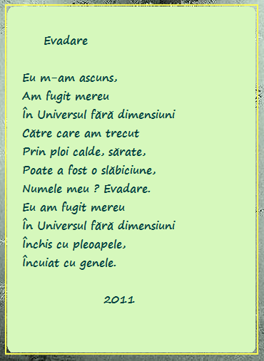 Description: Poezia �Evadare� - Imagine si text